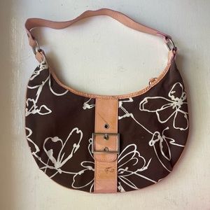 Vintage 90s y2k Boho Brown Floral Print Shoulder Bag